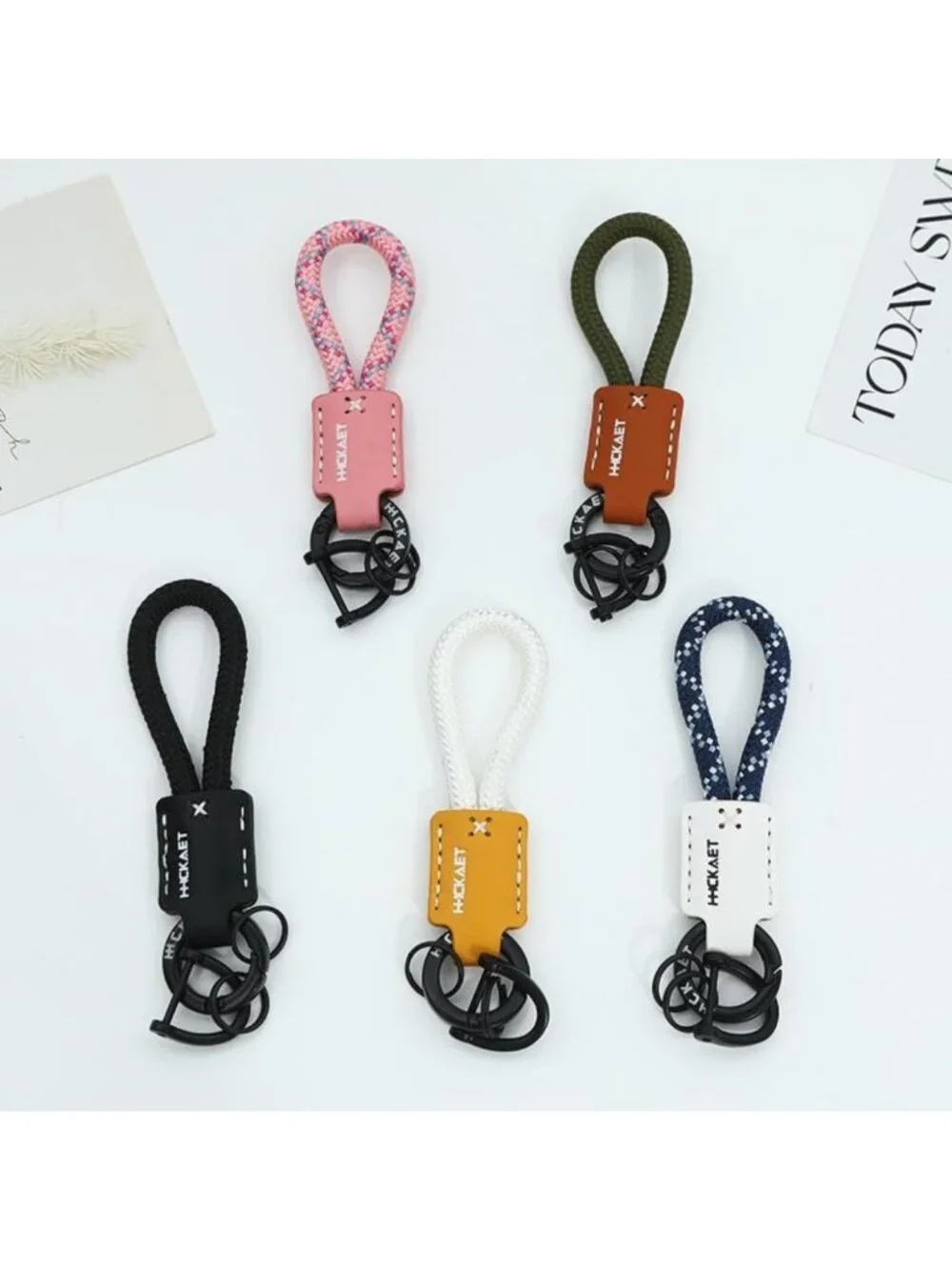 Dinosaur Keychain & Hand-Woven Bracelet Set | Metal Charm for Backpack Accessory